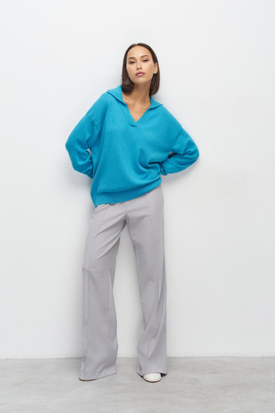 Поло из кашемира с длинным рукавом (бирюзовый)